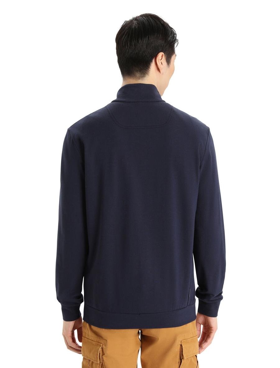 Midnight Navy Men's Icebreaker Merino Central II Long Sleeve Zip Hoodie | USA 1279AHKP